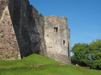 Ruins of Chepstow Castle (Castell Cas-gwent in Welsh) in Chepstow, UK