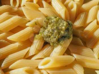 penne pasta with pesto traditional Italian food