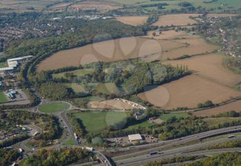 aerial view of Bishop's Stortford town near London Stansted airport