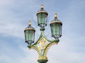 Old chandelier street light over blue sky