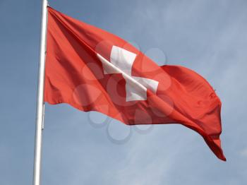 Flag of Switzerland over a blue sky