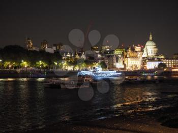 Panoramic view of River Thames in London, UK at night
