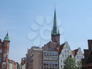View of the city of Lubeck of Luebeck, Germany