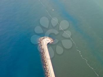 Aerial view of Stagno di Santa Gilla aka Stagno di Cagliari (meaning Pool of Cagliari) coastal lagoon at the mouths of the rivers Cixerri and Mannu in Cagliari, Italy