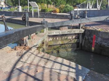 Canal lock gate in Stratford upon Avon, UK