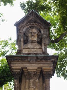 The Altes Bach Denkmal meaning Bach old monument close to the St Thomas Church is the world oldest monument to Johann Sebastian Bach donated by Felix Mendelssohn Bartholdy in 1843 in Leipzig Germany