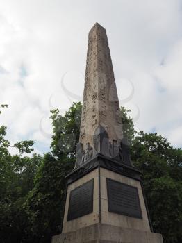 Ancient Egyptian obelisk known as Cleopatra Needle in London, UK