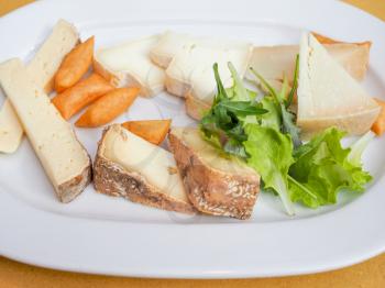 Cheese platter with a selection of many fine handmade cheeses