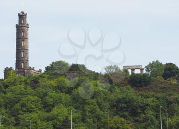 Calton Hill and its monuments in Edinburgh, UK