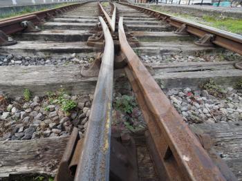 Railway railroad tracks for train public transport