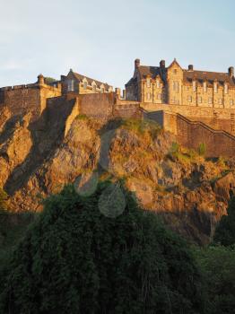 Edinburgh castle on the Castle Rock at sunset