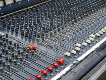 Detail of a soundboard mixer electronic device