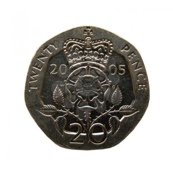 Detail of British Pound GBP coins money