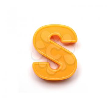 Magnetic lowercase letter S of the British alphabet