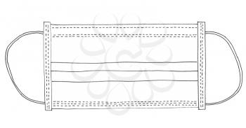 line art surgical mask used to stop spreading infection to protect people from respiratory illnesses including COVID-19