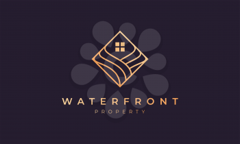 agent property logo with square line that form ocean wave