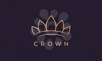 luxury gold royal crown logo with simple line art style