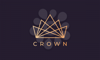 luxury gold kingdom crown logo with simple line art style
