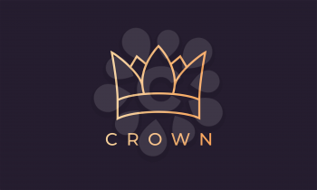 luxury gold kingdom crown logo with simple and modern line art style