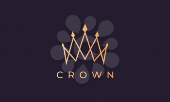 royal crown logo with minimalist line art style and luxury gold color