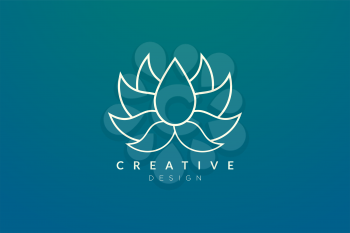 Flower design that bloom in gold. Illustration of minimalist and elegant logo and icon vector
