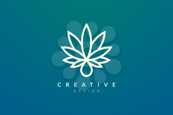 Blend of plants or leaves with water droplets. Minimalist and modern cannabis leaf design