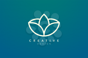 Flower bud logo design in abstract form. Simple and modern vector design for product and businesses in spa, hotel, beauty, health, fashion, cosmetic, boutique, salon, yoga, therapy