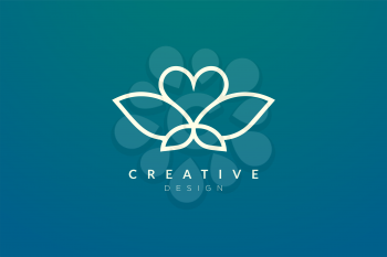 Logo design combined from the shape of a leaf and heart. Simple and modern vector design for business brands in the spa, hotel, beauty, health, fashion, cosmetic, boutique, salon, yoga, therapy