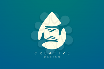 Design of a combination of water droplet and hand. Minimalist and simple vector illustration of a logo and icon
