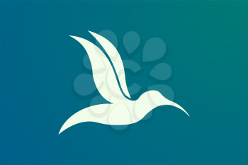 Vector design of a bird in flight with a minimalist and modern shape in gold.