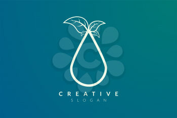 The combined water and leaf grain design. Modern minimalist and elegant vector illustration. Can be used for labels, brands, icons or logos