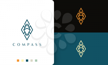 guide or adventure logo vector design with simple and modern compass shape