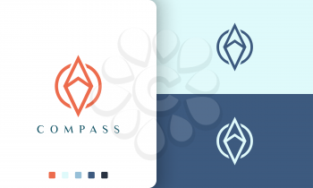 trip or adventure logo vector design with simple and modern compass circle shape