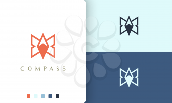 backpacker or adventure logo vector design with simple and modern compass shape