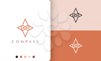 direction or adventure logo vector design with simple and modern compass shape
