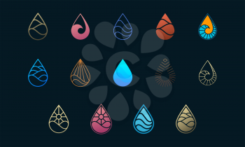 water drop logo design set, perfect for logo templates