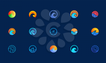 ocean wave logo design, set of logo templates fit for identity