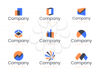 Abstract geometric logo design template. Set of graphic elements, perfect for tech startup brands
