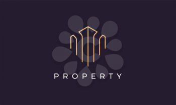 Luxury and classy property rental logo design in a simple and modern style with a golden gradient color