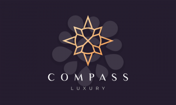 simple compass logo concept with modern and luxury style with gold color