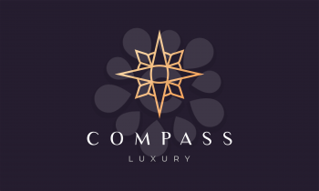 simple compass logo concept with modern and luxury style with gold color
