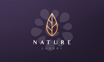 simple gold leaf logo in luxury and modern style