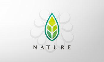 Simple green leaf logo in abstract and modern style
