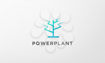 lightning leaf plant logo in a modern and minimal shape
