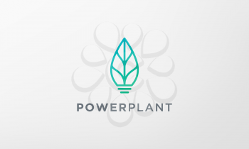simple green plant light bulb logo in modern style