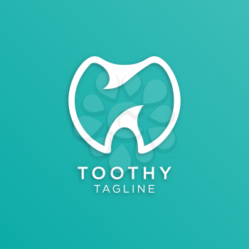 Logo Design of Dental Clinic vector abstract template Flat and minimalist style. Icon concept logo logotype medical doctor dentist stomatology.