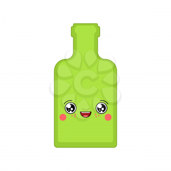 Alcohol kawaii Cute cartoon. Funny Bottle. Sweet Drink vector illustration
