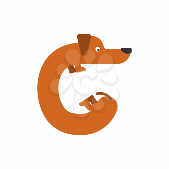 Letter C is dog. pet font. Dachshund alphabet. Lettering home animal