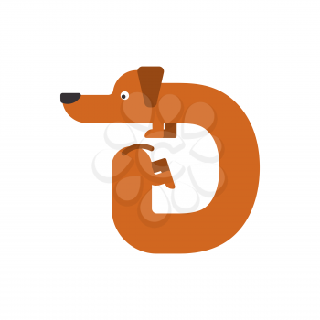 Letter D is dog. pet font. Dachshund alphabet. Lettering home animal
