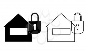 Home security linear icon vector, black and white version